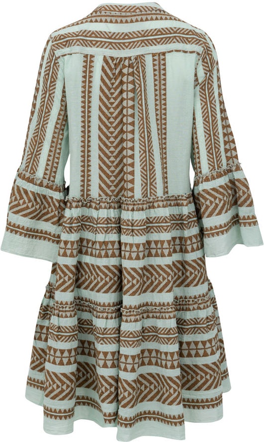 Ella Midi Dress - Brown-Black/Light Blue