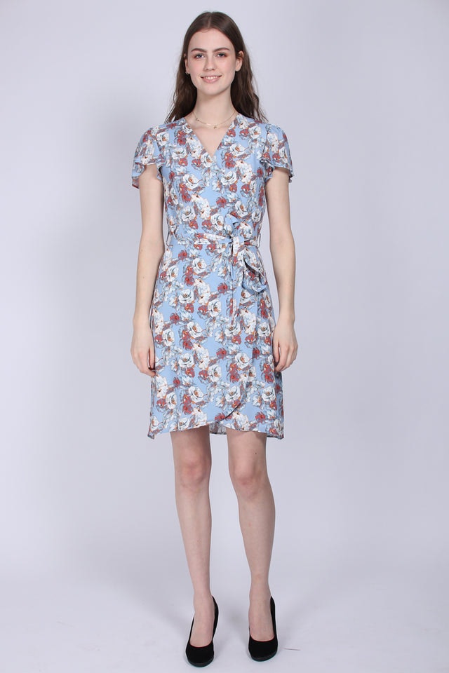 Flower Wrap Dress - Xenon Blue - MAUD - Kjoler - VILLOID.no