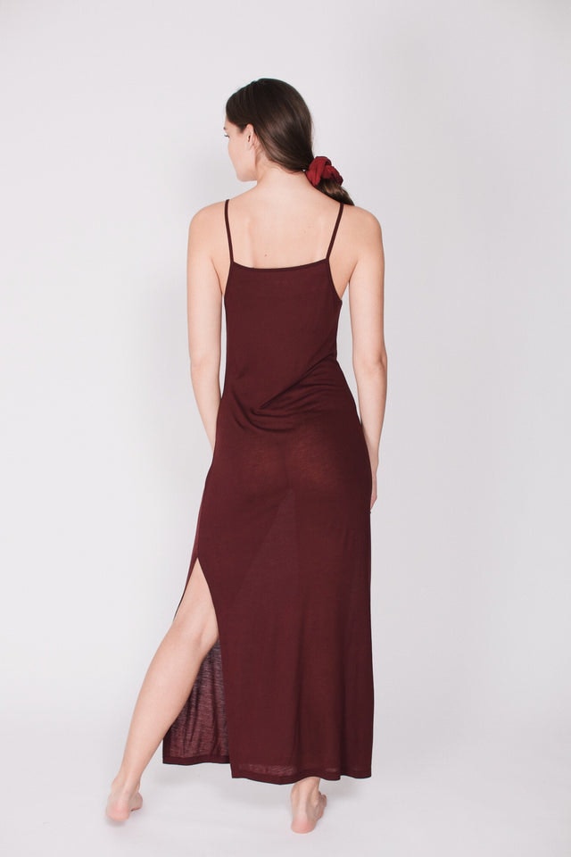 The Slip Dress : With Cashmere - Burgundy Red Wine - AWAN - Loungewear - VILLOID.no