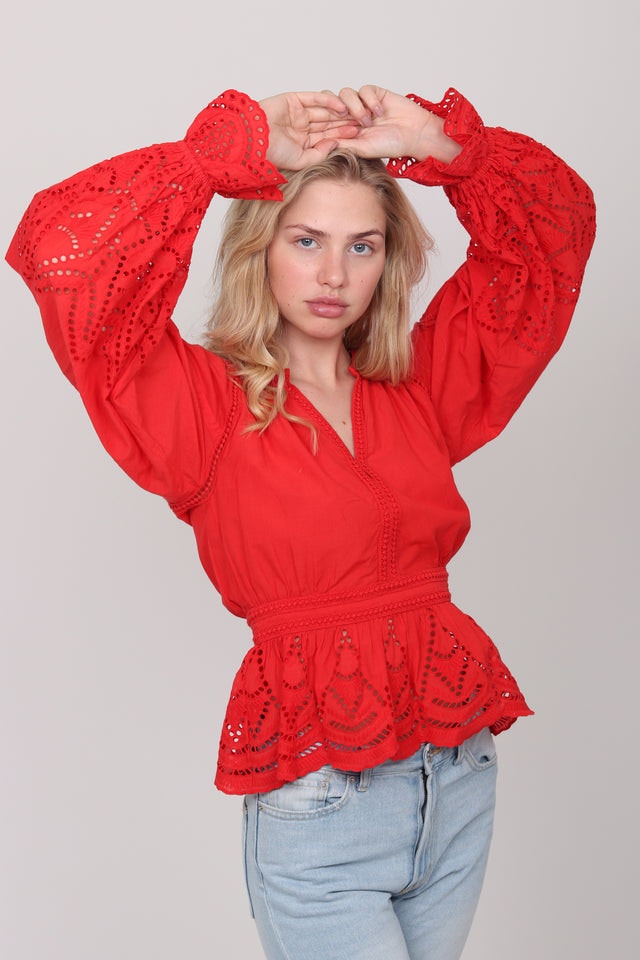 Agnes Blouse Waist - Red - Pia Tjelta - Bluser & Skjorter - VILLOID.no