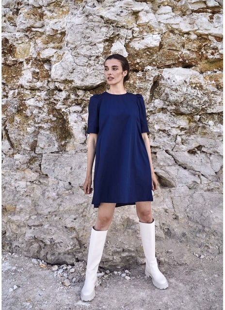 Billie O-Neck Dress - Dark Navy