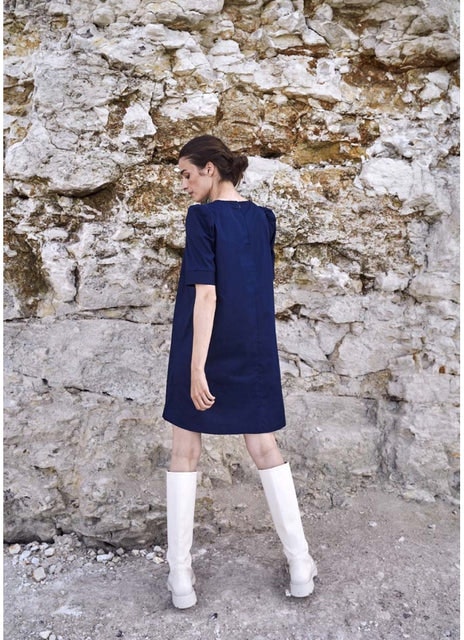 Billie O-Neck Dress - Dark Navy