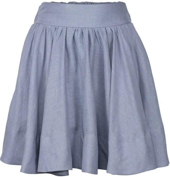 Anett Linen Skirt - Dusty Blue