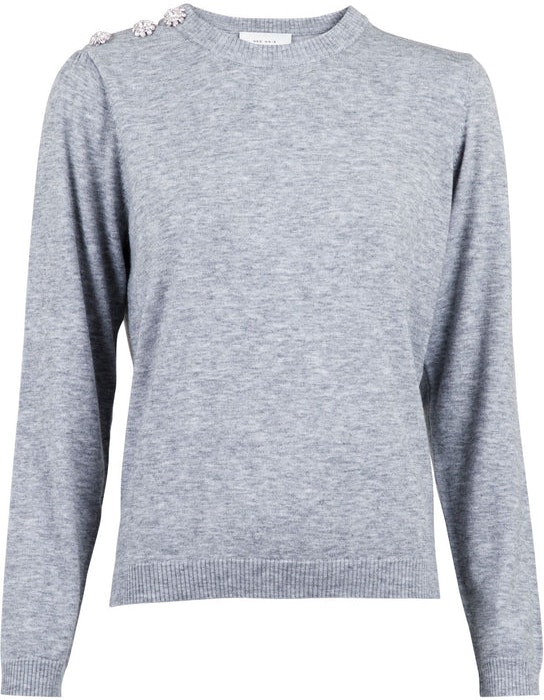 Giselle Diamond Knit - Light Grey Melange - Neo Noir - Gensere - VILLOID.no
