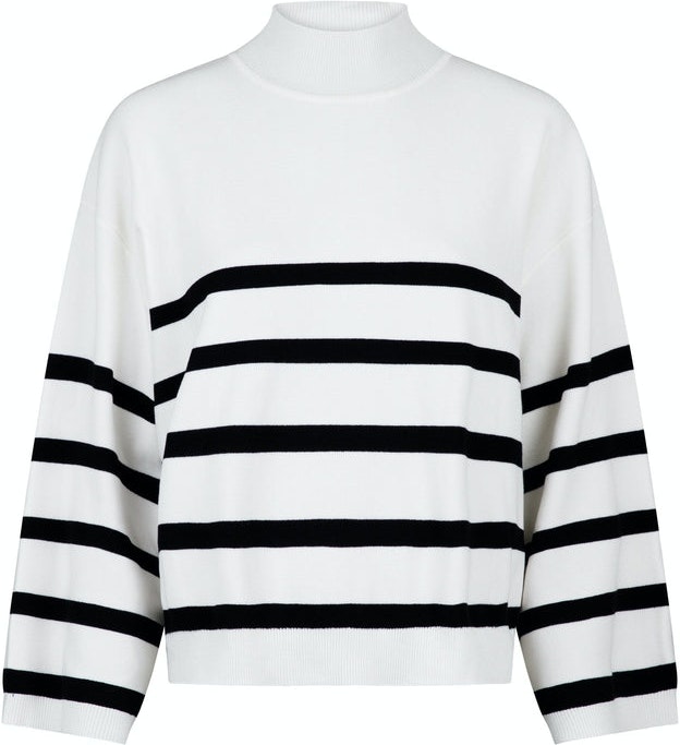 Ena Stripe Knit Blouse - Off White