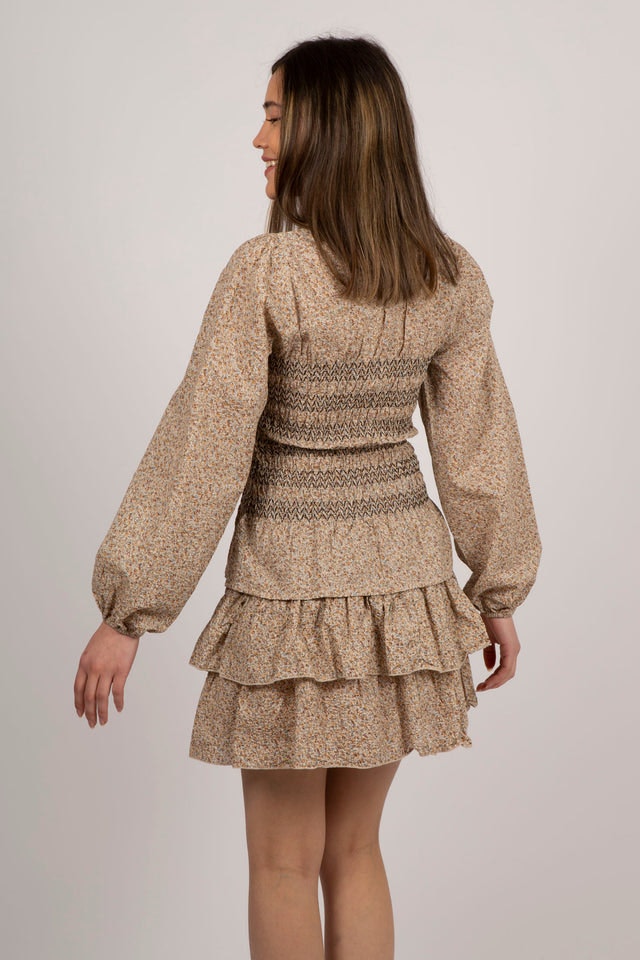 Alberta Flower Stitch Blouse - Sand