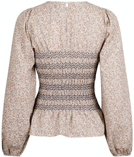 Alberta Flower Stitch Blouse - Sand