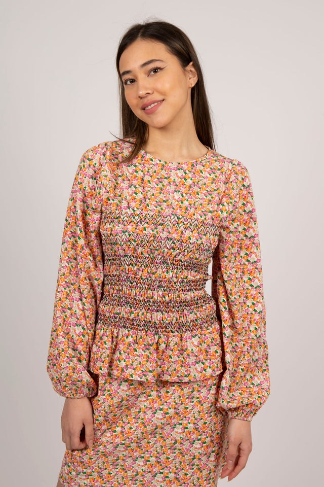 Alberta Warm Floral Blouse - Pink