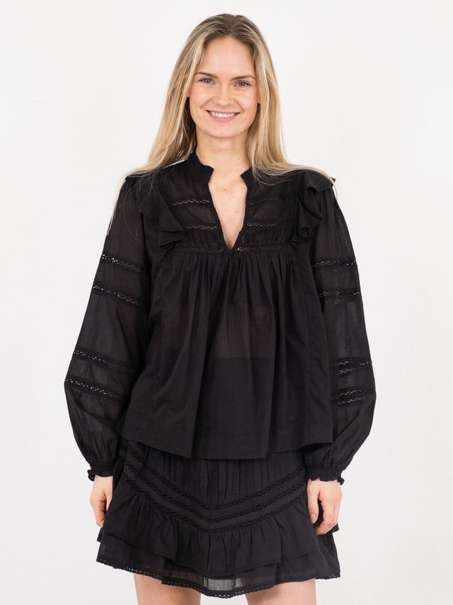 Aroma S Voile Blouse - Black