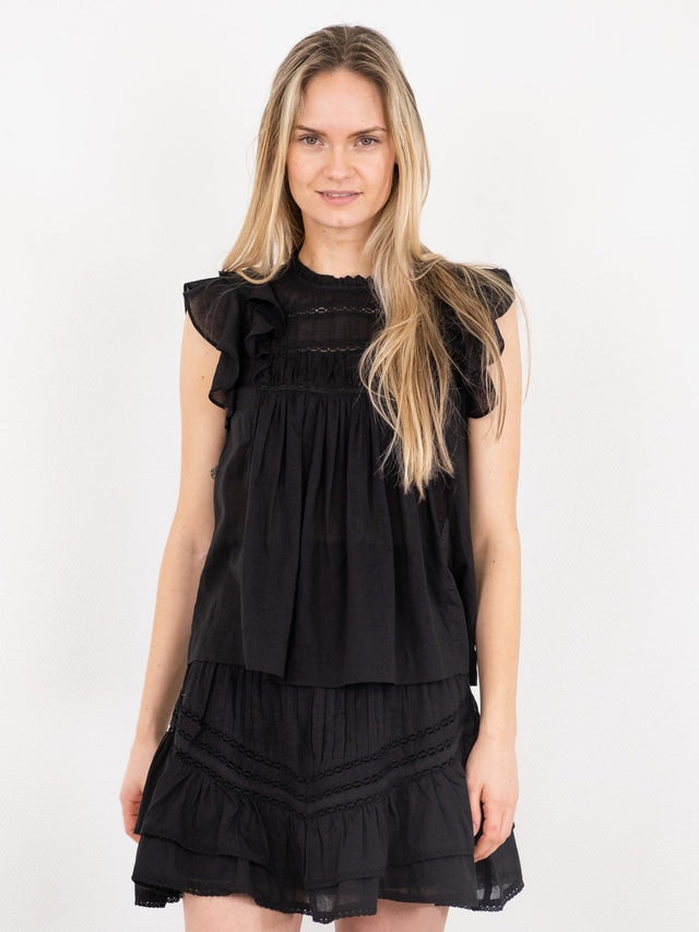 Greta S Voile Top - Black