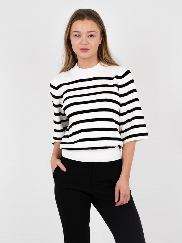 Minka Stripe Knit Blouse - Black
