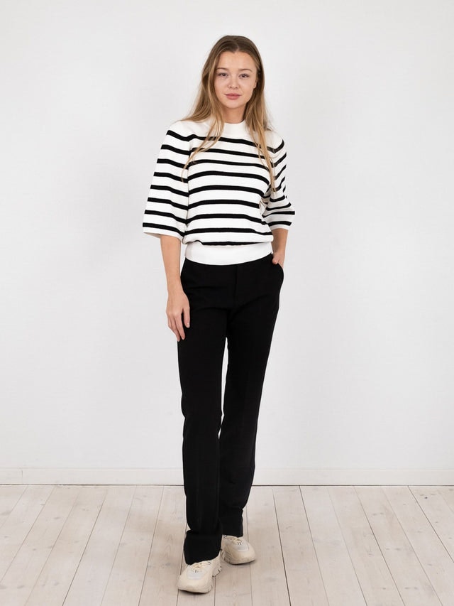 Minka Stripe Knit Blouse - Black