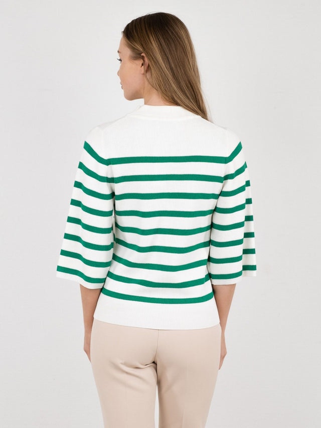 Minka Stripe Knit Blouse - Green