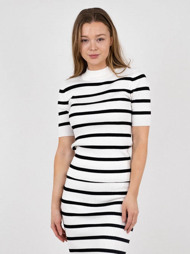 Malloy Stripe Knit Tee - Black