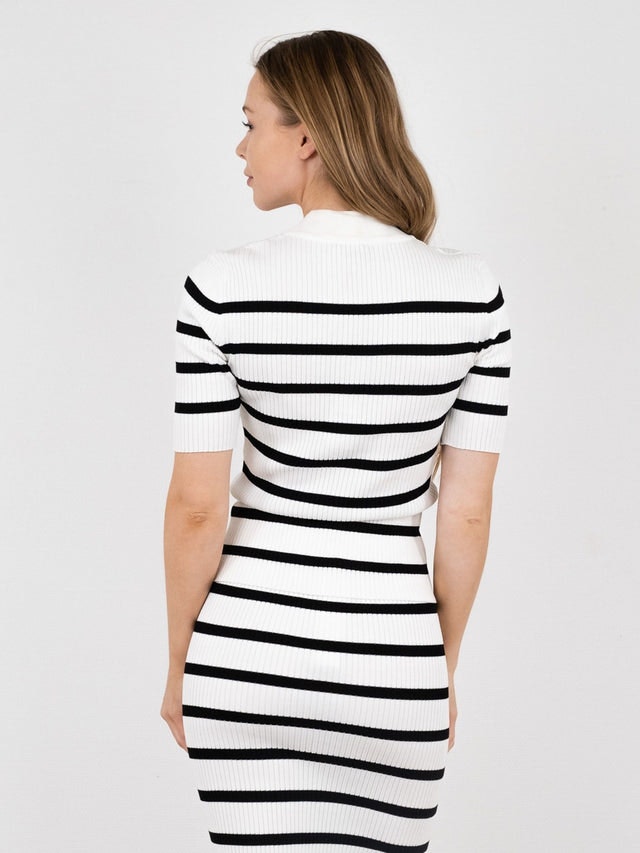 Malloy Stripe Knit Tee - Black