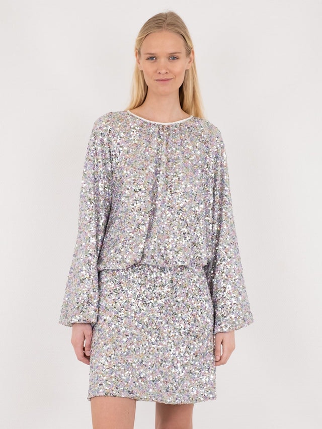Iris Sequins Blouse - Silver