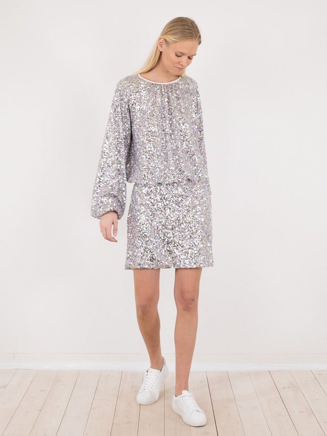 Lunna Sequins Skirt - Silver