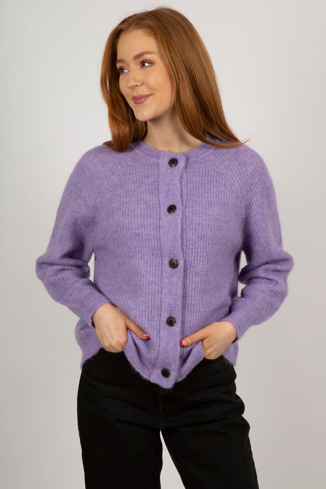 Lulu LS Knit Short Cardigan - Violet Tulip