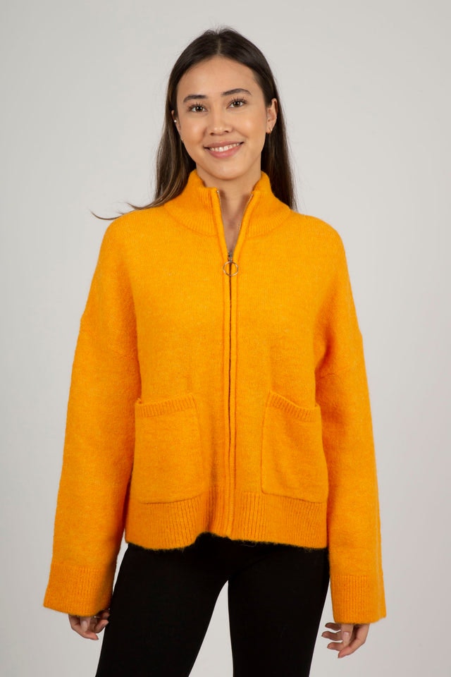 Sia LS Knit Zipper Cardigan - Iceland Poppy Melange