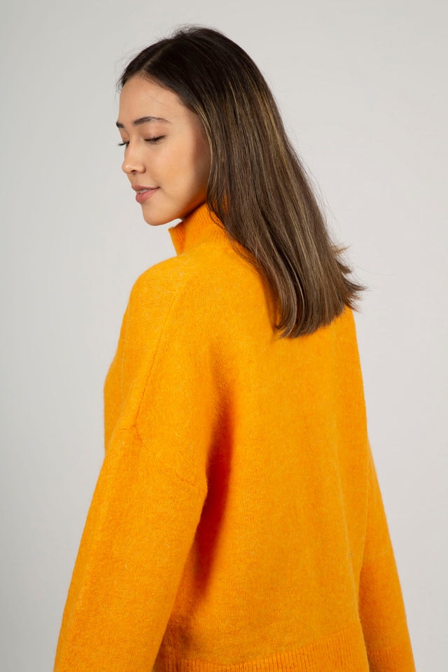 Sia LS Knit Zipper Cardigan - Iceland Poppy Melange
