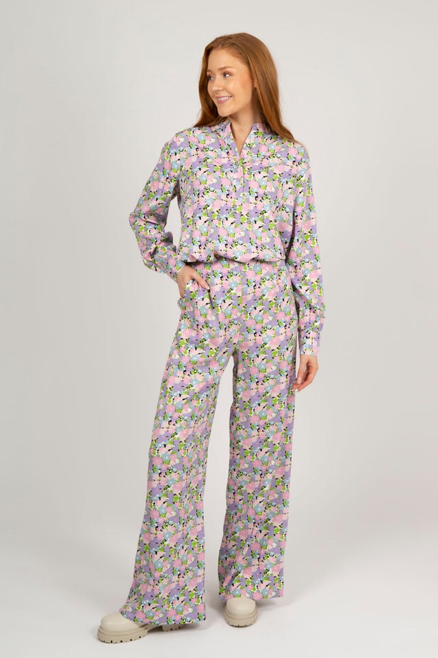 Judita HW Wide Pant - Violet Tulip AOP