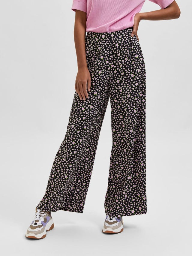 Judita HW Wide Pant - Black AOP