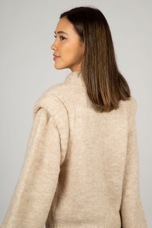 Randi LS Knit O-neck - Sandshell Melange