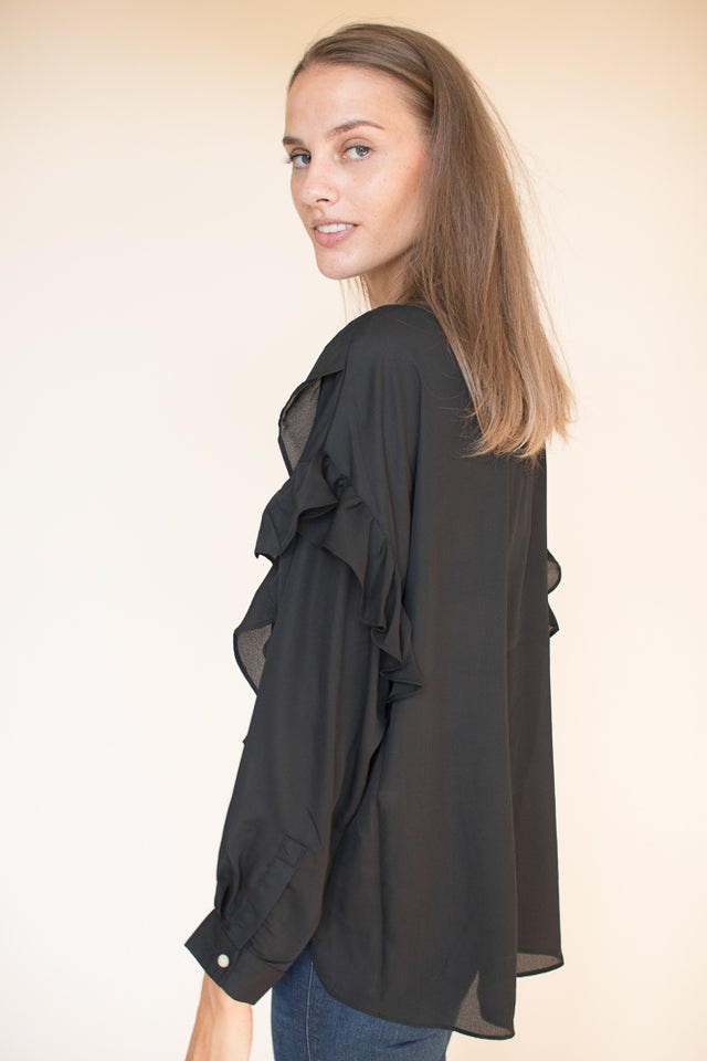 Vanessa short solidblouse - Black - Line of Oslo - Bluser & Skjorter - VILLOID.no