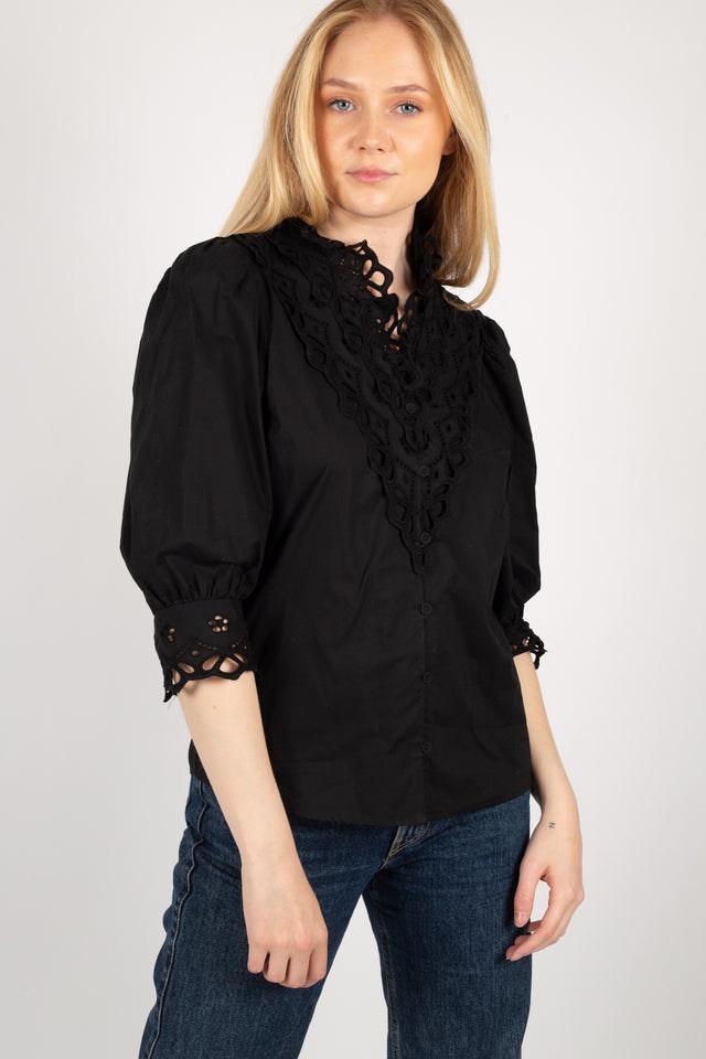 Sandra Short Blouse - Black