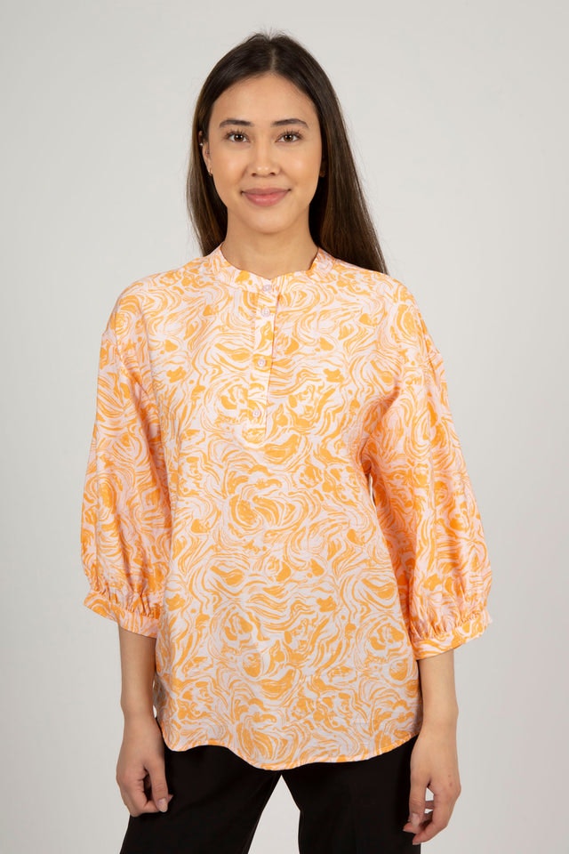 Saralin Ladonna 3/4 Top Aop - M Orange Stroke