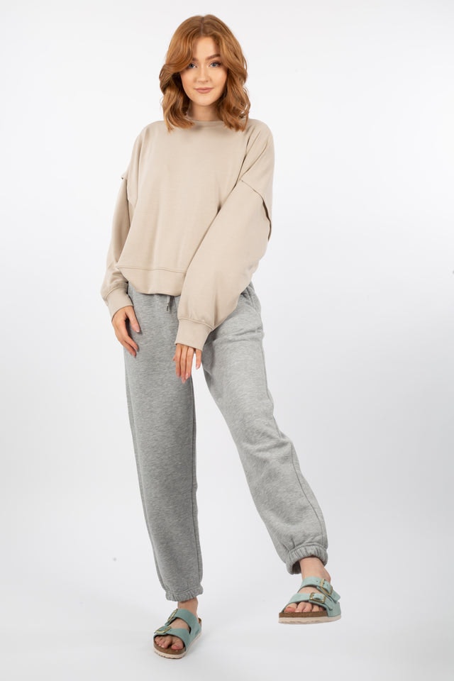 Carmella Sweat Pants - Light Grey Melange