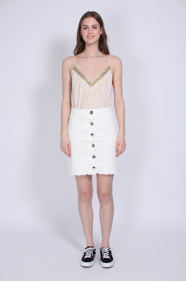 Jeans Button Skirt - White - MAUD - Skjørt - VILLOID.no