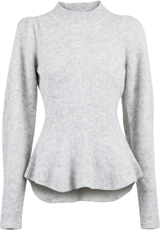 Nola Knit Blouse - Light Grey Melange - Neo Noir - Gensere - VILLOID.no
