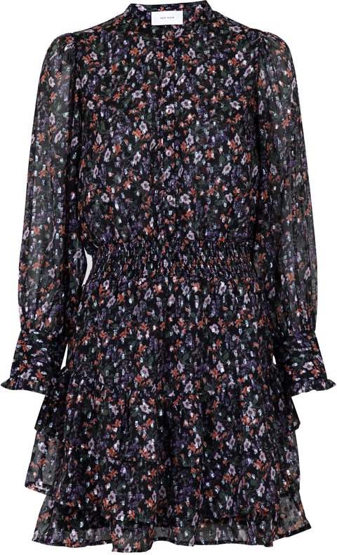 Bimba Glitter Flower Dress - Black Floral - Neo Noir - Kjoler - VILLOID.no