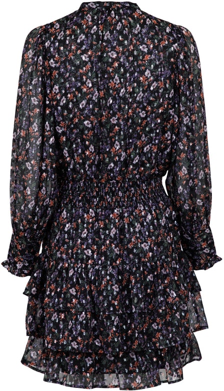 Bimba Glitter Flower Dress - Black Floral - Neo Noir - Kjoler - VILLOID.no