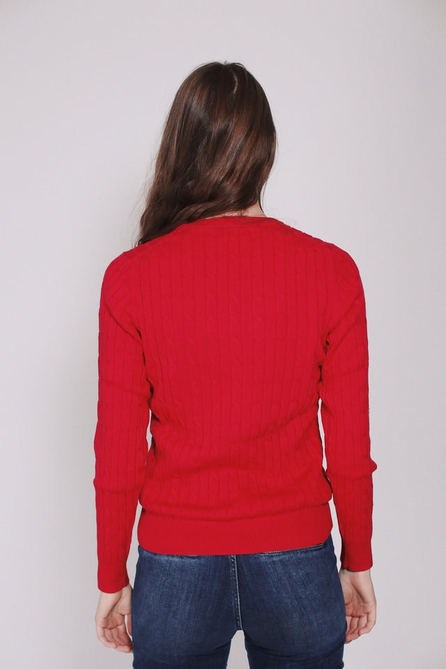 Stretch Cotton Cable Crew - Raspberry Red - GANT - Gensere - VILLOID.no