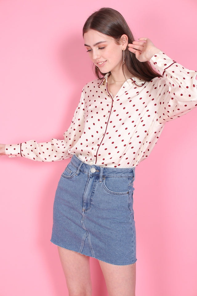 Sille MW Skirt - Blue denim - Second Female - Skjørt - VILLOID.no