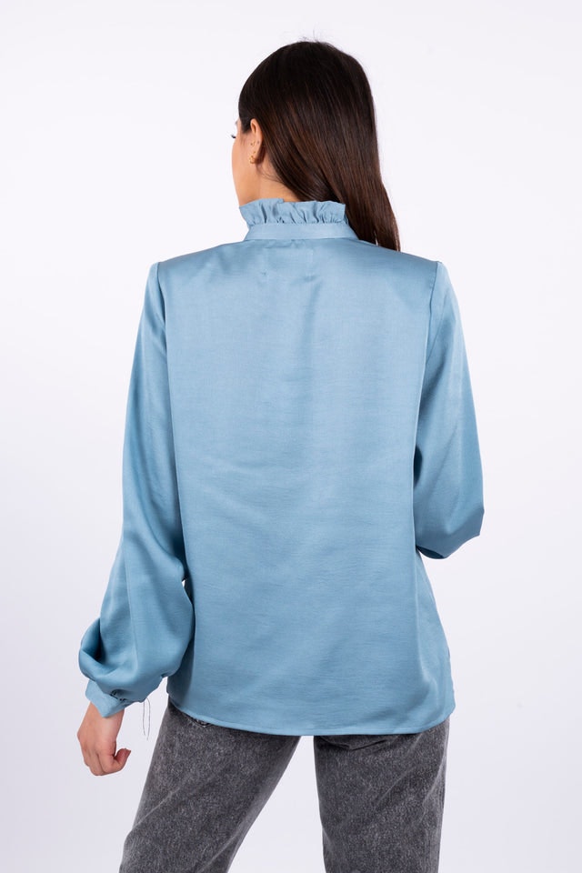 Layered Ruffle Blouse - Blue Fog