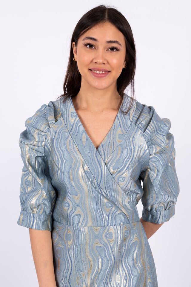 Moire Dress - Blue Fog