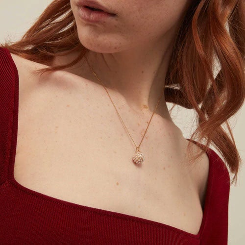 Pearl Encrusted Orb Necklace - Gold