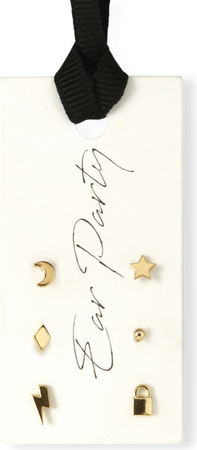 Mixed Charm 6 pk Stud Ear Party - Pale Gold