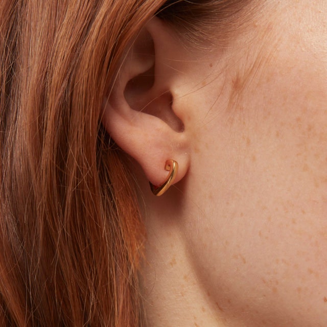 Heart Shape Huggie Hoops - Gold