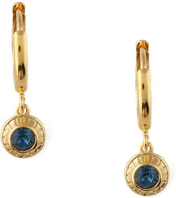 December Birthstone Huggie Hoop Earrings With Swarovski Crystals - Montana