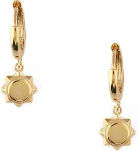 Metal Sun Drop Huggie Hoop Earrings - Gold