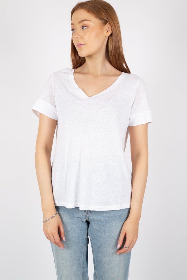 Lily V-neck Tee - White