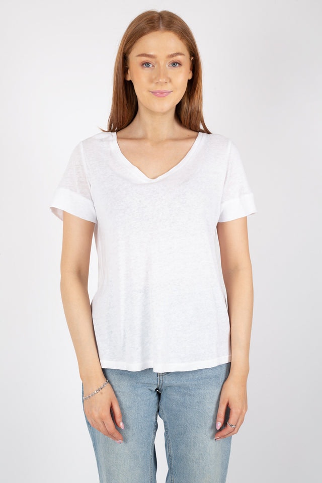 Lily V-neck Tee - White