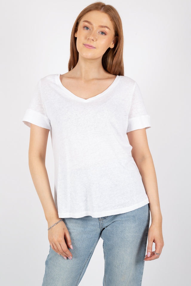 Lily V-neck Tee - White