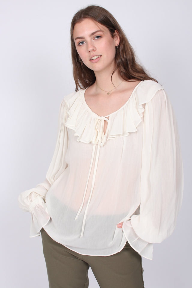 Michel Solid Blouse - Creme - Line of Oslo - Bluser & Skjorter - VILLOID.no