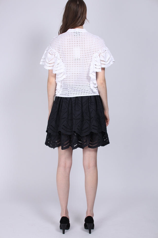 Zip Up Lace Top - White - MAUD - T-skjorter & Topper - VILLOID.no
