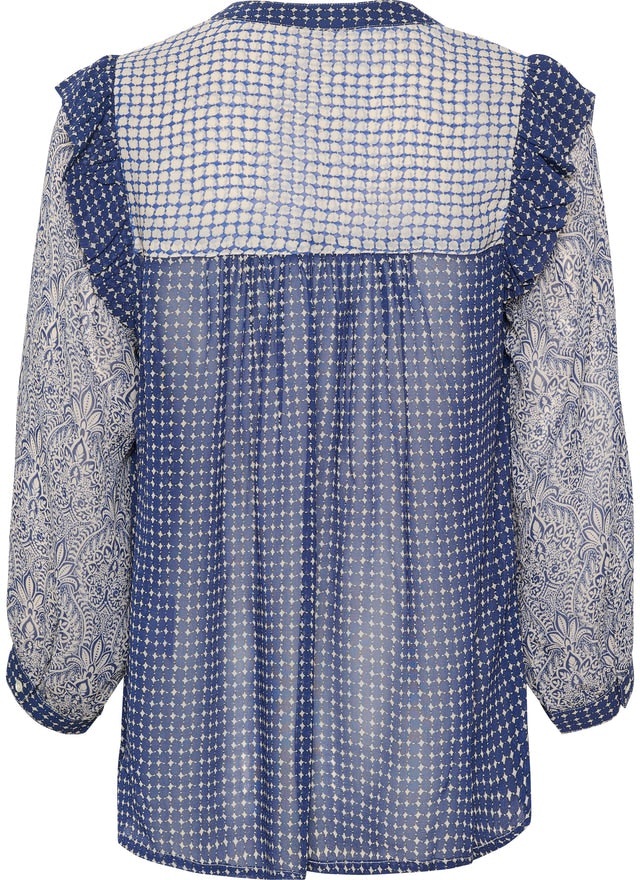 OrianaPW Blouse - Blue Border Print